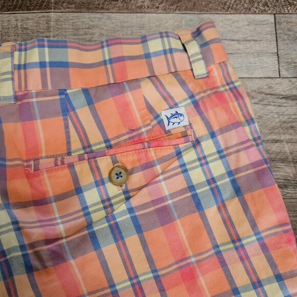 SOUTHERN TIDE SKIPJACK 9 INCH SHORTS PLAID SIZE 34 PASTEL BEACH GOLF COTTON - Picture 6 of 11